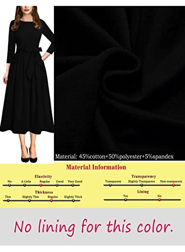 Image of VFSHOW Womens Work Business Casual Church Pockets Belted A-Line Midi Dress