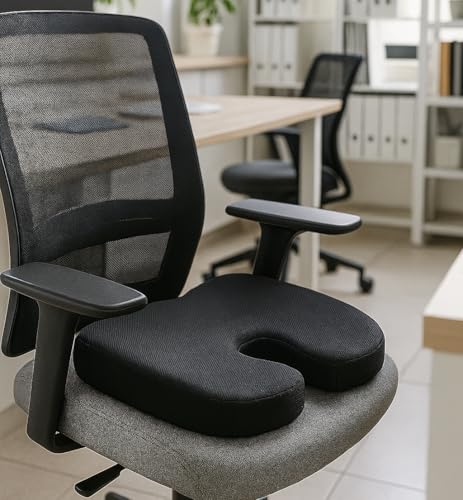 Image of Homerz Premium Orthopedic Coccyx Cushion | 2 Years Warranty | Seat Cushion for Chair, Car Seat Cushions, Memory Foam Sitting Pillow for Tailbone, Sciatica & Back Pain Relief (Standard)