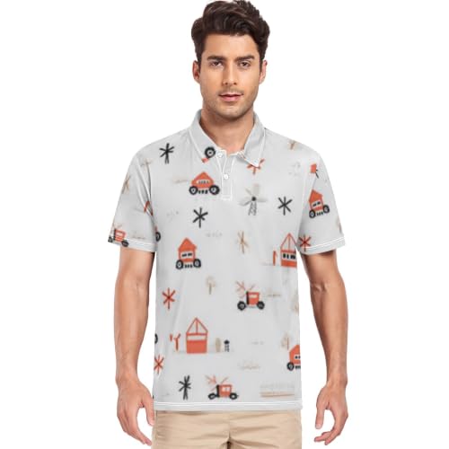 Polo à col pour homme GuoChe Cartoon Car House en taille S et à séchage rapide