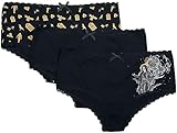 3er Pack schwarze Pantys mit Print von Gothicana by EMP