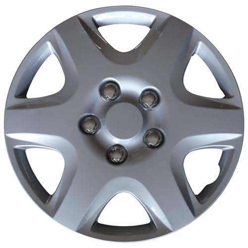 AUTOZOCO Tapacubos universales, Juego de 4 Tapacubos 15 Pulgadas, Tapacubos Coche, Tapacubos Furgoneta, ABS Resistente a Fuertes Impactos, con Anillo sujeción Ajustable, Diseño Ibiza, 15 Pulgadas