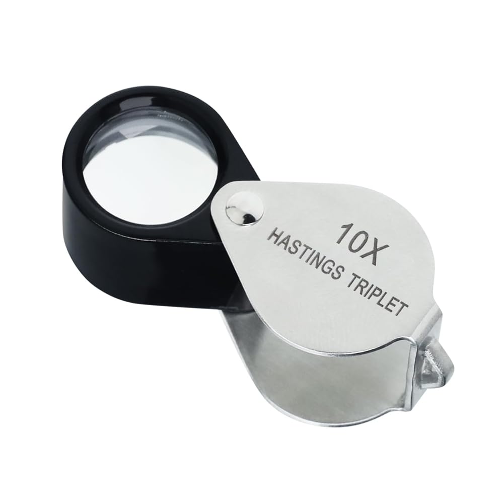 CTRLZS Hastings Triplet Loupe 10X Foldable Tiny Loupe with 16mm Triplet Lens Jeweler' S Loupe Magnifier Gemstone Magnifying Tool