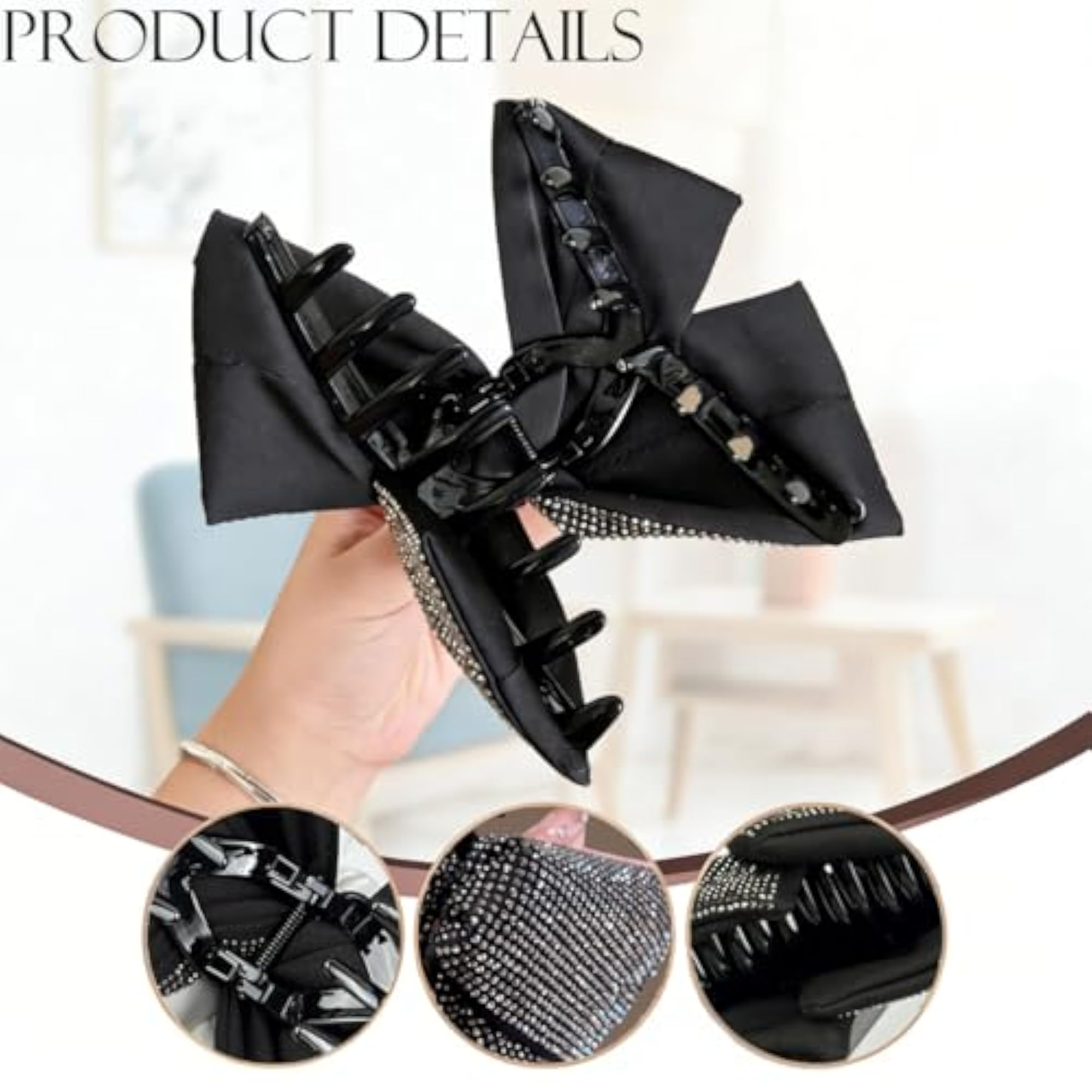 Rhinestone Claw Clips for Women, Stylish Bow Clips