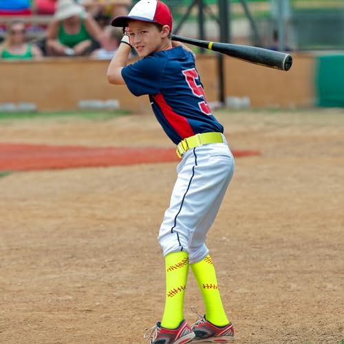 Suhine Softball or Baseball Sock and Belt Combo Set 3 Football Softball Socks with Belt for Youth & Adult Girls Boys4