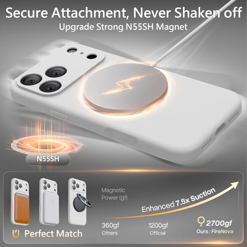 Image of FireNova Magnetic for iPhone 17 Pro Case, Compatible with MagSafe, [Integrated Silicone Camera Control Button] [Camera Protection] Anti-Scratch Microfiber Lining Phone Case, 6.3 inch, White