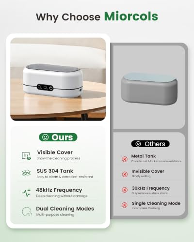 Image of Miorcols Ultrasonic Jewelry Cleaner, 48KHz Ultra Sonic Cleaner Machine