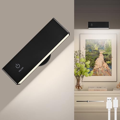 Rechargeable Wall Sconce, Magnetic Removable 360° Rotate - Battery Operated Wall Mounted Light for Bedroom Vanity/Refrigerator/Picture, 4000mAh, No Drill Renter-Friendly Wall Lamp (1Pack)