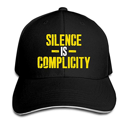 Silence is Complicity - Gorra de sandwich unisex ajustable para camionero, gorra de béisbol curvada para deportes al aire libre, color negro