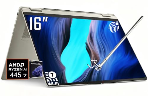 Image of Lenovo Yoga 7a 2-in-1Copilot+ PC Laptop, 16 inch 2K LCD Touchscreen, AMD Ryzen AI 7 445(Upto 50 AI Tops), 16GB LPDDR5X, 1TB SSD, WiFi 7, Backlit KB, Fingerprint, 1080P Webcam, Win11 PRO