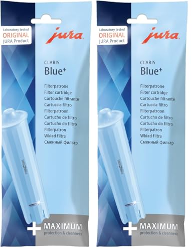 JURA Claris Blue+ Cartouche filtrante d'origine avec le plus d'hygiène – Hygiène certifiée TÜV – Lot de 2 – 24228