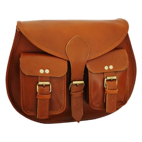 13 inch Leather Crossbody bags for women Vintage Style Genuine Hobo Handmade Brown Travel Ladies Shoulder Purse (Tan Brown) Cover