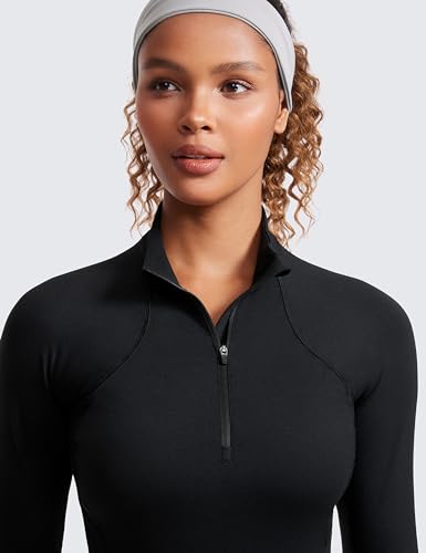 CRZ YOGA Womens Half Zip Long Sleeve Pullover Shirts Slim Fit Workout Yoga Athletic Tops with Thumbholes4