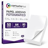 Papel Adesivo Fotográfico A4 Glossy 80g 50 Folhas Branco Alta Resolução Secagem Instantânea