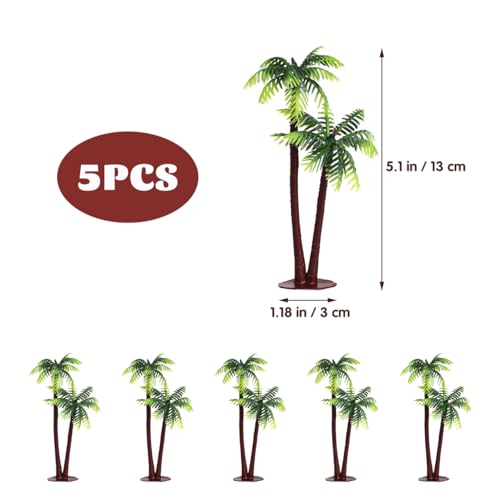 Image of NOLITOY 5 Pcs Plastic Palm Tree Ornaments: Mini Tropical Tree Figurines for Cake Topper Fish Tank -Micro Landscape Decor Coconut Plants