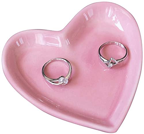xingzhi Keramik-Schmucktablett für Frauen und Mädchen, herzförmige Schmuckplatte, Ringschale, rosa Schmuckschale für Schmuck, Ringschale für Geburtstag, Freunde, tägliche Familie Cover