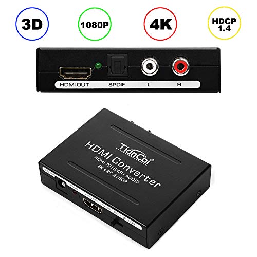 TianCai HDMI Audio Extracteur | HDMI vers HDMI + Optique SPDIF/Toslink RCA L/R 2160P Numérique vers Analogique Adaptateur pour PS3 Blu-Ray DVD TV Sky HD Blu-Ray Home Cinéma