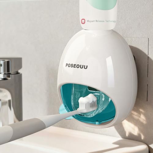 POSEOUU Toothpaste Dispenser Wall Mounted for Bathroom Automatic Toothpaste Squeezer for Kids and...