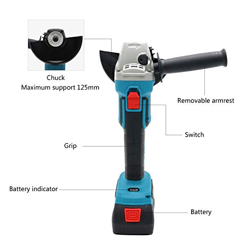 Vikky 5 Inch Cordless Angle Grinder, Brushless 20V 4.2 Lithium-Ion Cordless Grinder, Grinding Wheel With A Diameter Of 125 Mm, For Cutting And Grinding #TOP1