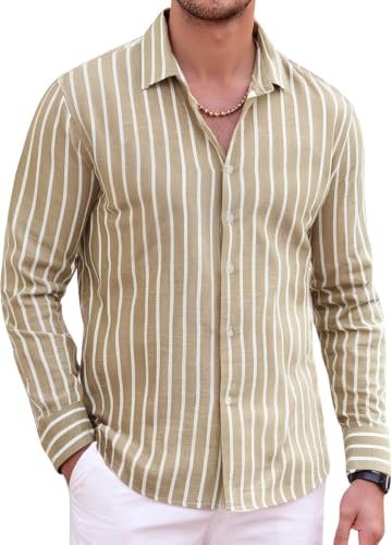Image of Zombom Men's Regular Fit Vertical Striped Casual Shirt | Full Sleeve Cotton Blend Shirt for Men | Slim Fit Stylish Party