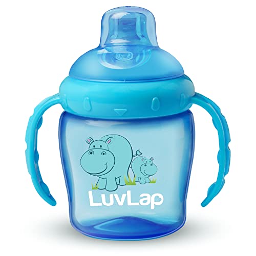 Image of LuvLap Hippo Spout Sipper, 225ml, Anti-Spill Sippy Cup with Soft Silicone Spout BPA Free, Dual Handle, Lightweight & Easy Grip, 1 Year+ (Blue)