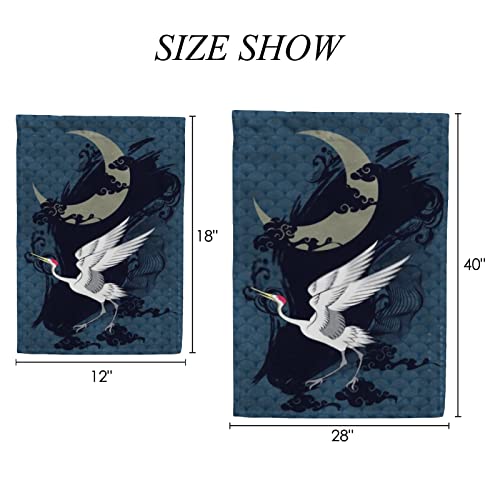 Kuizee Garden Flag 12X18 Inch Abstract Art Zen Style Japanese Cranes Welcome Decorative Yard Flag Outdoor Double Sided Vertical Seasonal Festivals Polyester Banner Outside #TOP3