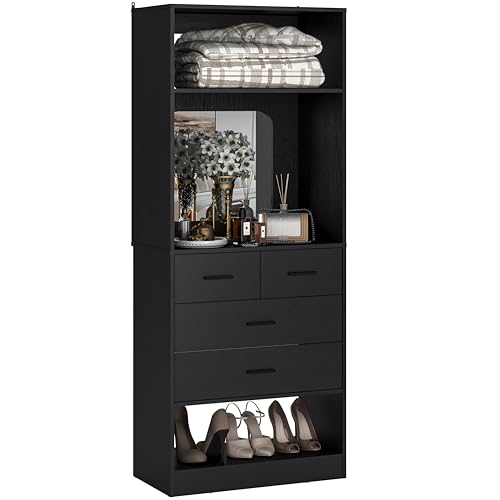 Unikito 25 Inch Closet System with 4 Drawers, 2FT Wood