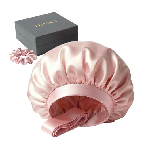 22-Momme Mulberry Silk Hair Bonnet for Sleeping + Scrunchie Included | Real Silk Frizz-Free OEKO-TEX Certified Luxury Wrap for any Hair Type | Luxury Giftable Package (Pink)