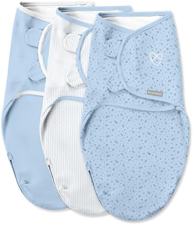 SwaddleMe Swaddle Easy Change – Tamanho pequeno/médio, 0-3 meses, pacote com 3 (estrelas cadentas)