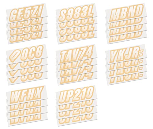 Image of STIFFIE Techtron White /Tan 3 inch Boat & PWC Registration Decals • Numbers Letters Stickers