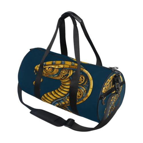 Bolsa de gimnasio para hombres y mujeres, bolsa deportiva redonda azul estilo steampunk