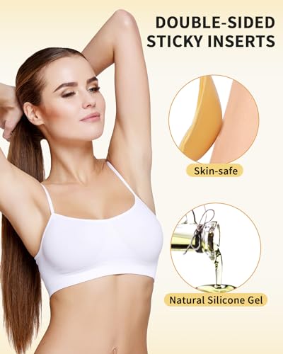 KSang Double Sided Sticky Bra Inserts, Bra Pads Inserts Push Up for Boob Lift, Adhesive Waterproof Breast Enhancers Sticky on Bra for Bathing Suit Bikini Sport Bra for B/C Cups