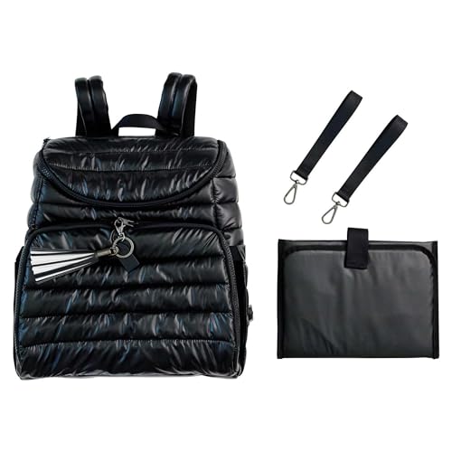 Citi Collective Gallery Diaper Bag Backpack - Casual Day-to-Day Backpack Fits 15" Laptop - Travel Bag with Multiple Compartments, Pockets, Portable Changing Pad, and Shoulder Strap-Black