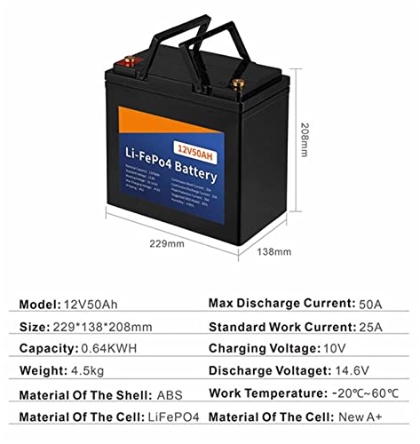 Zjdu 12V 50Ah Lifepo4 Battery Lithium Iron Phosphate Cells,Deep Cycle Lifepo4 Battery Pack,2000+ Cycles Rechargeable Battery, Built-In Bms,For Rv/Camper, Kid Scooters, Fish Finder #TOP6