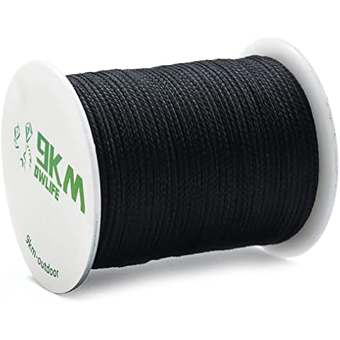 9KM DWLIFE Black Kevlar Braided Cord, 50~1500lb High Strength, Ultralight, Abrasion Resistance, Flame Retardant, Kite, Fishing, Paracord, Model Rocket Shock, Hammock Tarp Ridgeline, Tactical Survival Cover