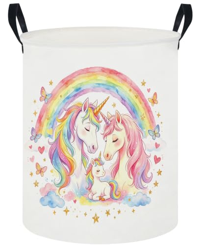 Image of 19.7 inch Laundry Basket,Dirty Clothes Hamper,Waterproof Storage Bin,Room Decor,Gift Baskets(Cute Unicorn)