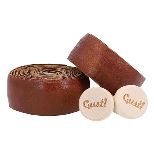 Gusti Leder Lenkerband Braun 200 cm Adri V. – Selbstklebendes Vintage Griffband für Rennrad & Gravelbike mit Korkstopfen – Lenkerband Leder rutschfest & langlebig