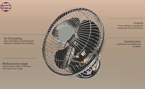 Image of STARVIN 12 Inch Wall Mounted Fan for Home & Kitchen | High Speed Cooling Wall Fan with Strong Airflow | Adjustable Angle, Low Noise Wall Fan for Office, Shop & Commercial Use (Black)