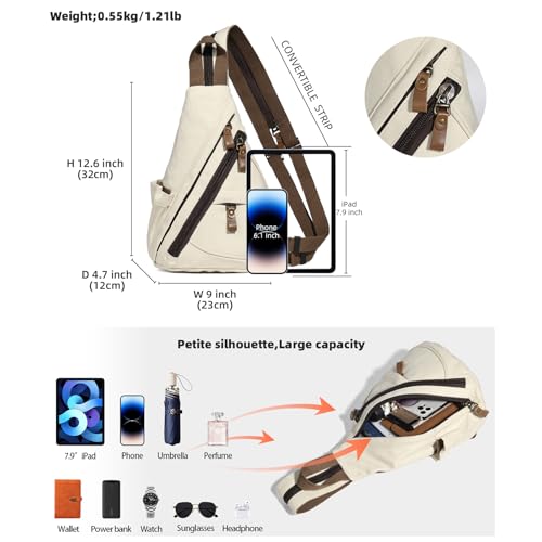 Image of KL928 Canvas Sling Bag - Small Crossbody Backpack Shoulder Casual Daypack Rucksack for Men Women