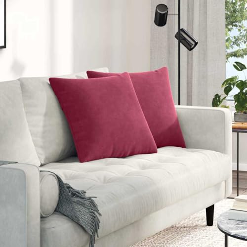 Coussins de canapé en velours côtelé bordeaux 50x50 cm avec finitions soignées