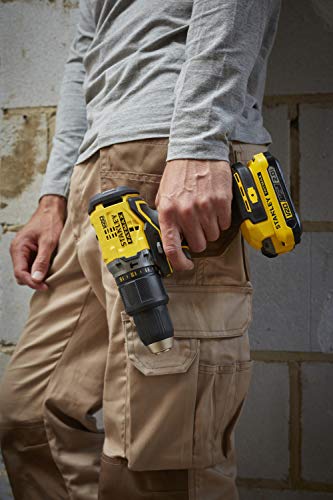 STANLEY SFMCD715D2K-QW Taladro Percutor V20 LI-Ion 18V Brushless con 2 Baterías 2Ah Inlcuye Cargador y Maletín