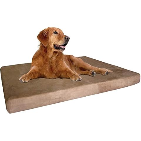 Dogbed4less Extra Large True Orthopedic Gel Memory Foam Dog Bed, Waterproof Liner and Durable Brown Cover, XL 47X29X4 Inch Fit 48"X30" Crate Cover