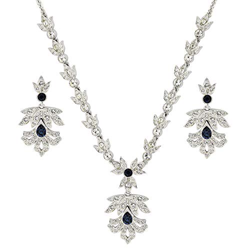 Preisvergleich Produktbild Cristalina Schmuckset Halskette und Ohrringe, rhodiniert, Montana-Blau und Kristall