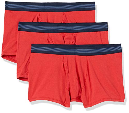 Amazon Brand - Goodthreads Men's Standard 3-Pack Cotton Modal Stretch Knit Trunk Underwear, Red, Small