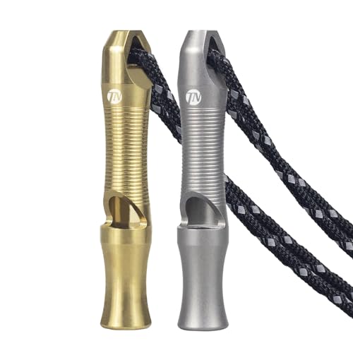 ThruNite 2PCS Premium Titanium Emergency Whistle, 120db Safety Whistle, EDC Rape Whistle with Necklace - Lightweight, Durable Survival Whistles for Outdoor Hiking, Camping, Pets Training