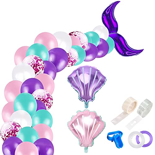 Mermaid Tail Balloon Garland Kit-Mermaid Balloon Arch Set for Mermaid Girl Birthday Party Decorations, Under the Sea Party ,Mermaid Ocean Theme Party Supplies (Purple)