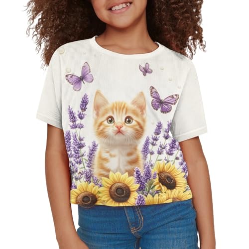 Image of Kids Crop Top Short Sleeve T-Shirts for Girls Size 5-14