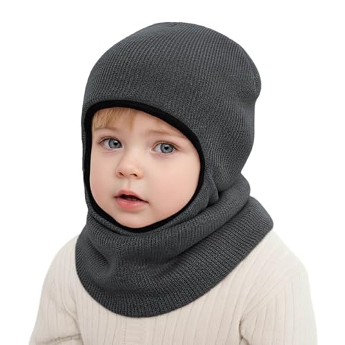 DRESHOW Kinder Wintermütze Warme Schal Schlupfmütze...