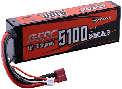 SUNPADOW 7.4V 2S 5100mAh RC Lipo Battery 70C Hard Case with Deans T Plug for RC Car Truck Boat Vehicles Tank RC Buggy Racing Hobby