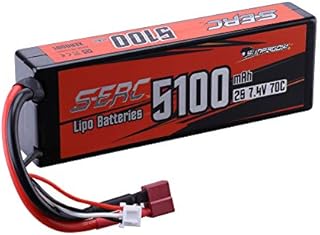 SUNPADOW 7.4V 2S 5100mAh RC Lipo Battery 70C Hard Case with Deans T Plug for RC Car Truck Boat Vehicles Tank RC Buggy Racing Hobby