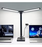 Semlos Dual Arm LED Desk Lamp with Night Light, 5 Lighting Modes, USB Charging Port, 45-Minute Au...